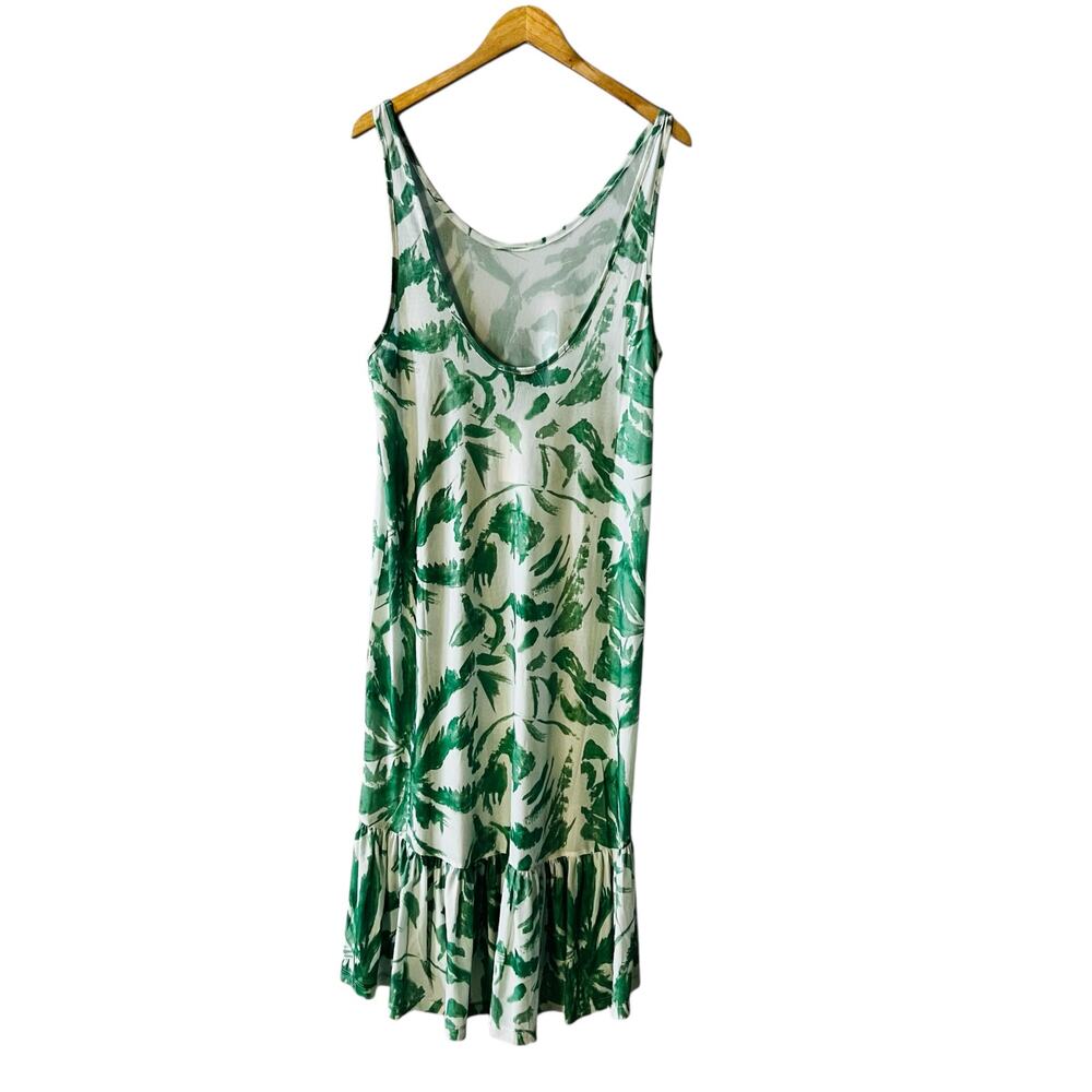 Anthropologie Mesh Floral Sleeveless Midi Dress One Size NWT Green Cream - Picture 3 of 9